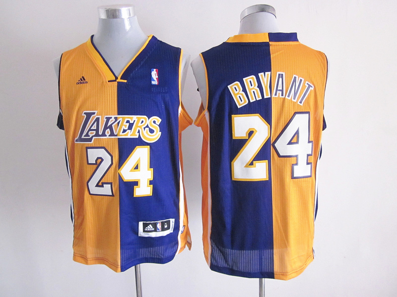  NBA Los Angeles Lakers 24 Kobe Bryant Swingman Split Yellow Purple Jersey